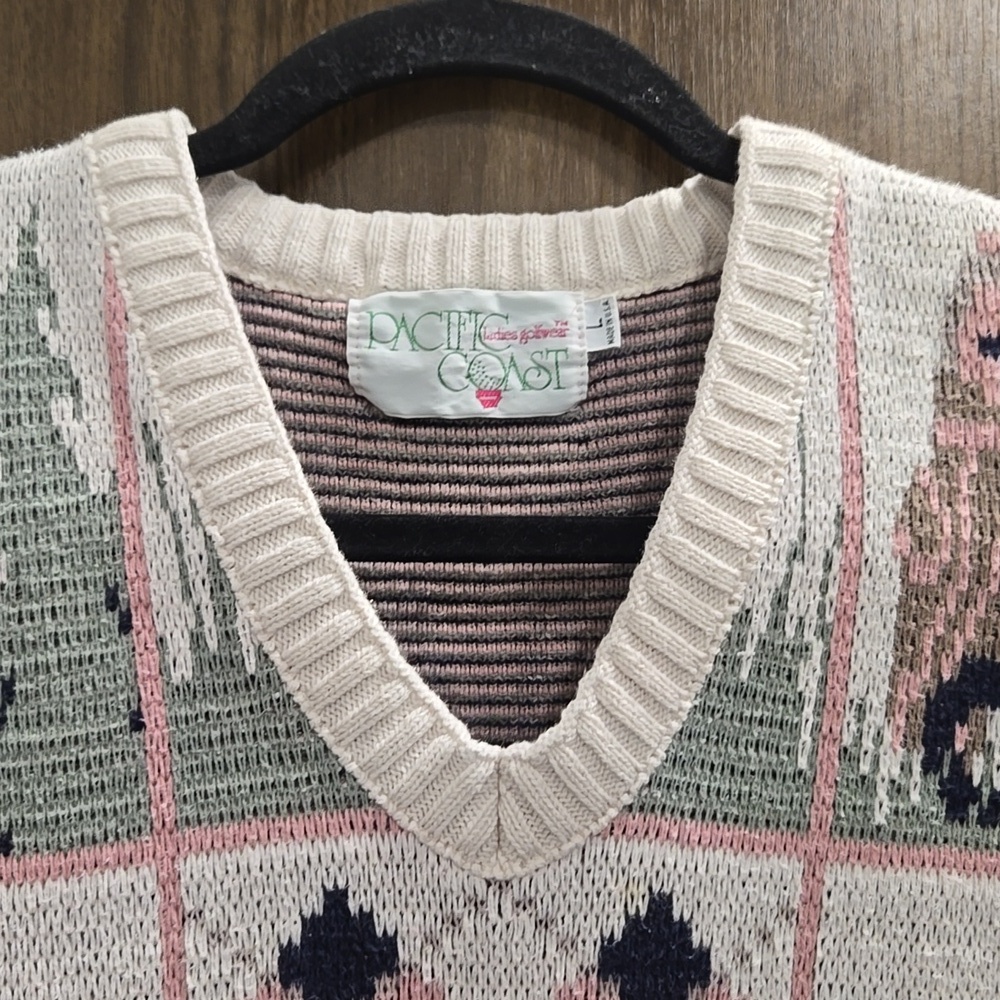 Vintage Pacific Coast Novelty Golf Pull-Over V-neck Sweater Vest-Size Large - Picture 3 of 17